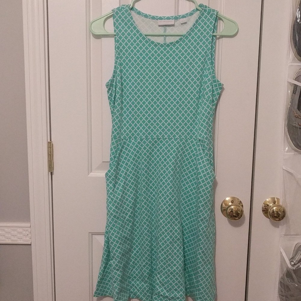 Green and White Dress